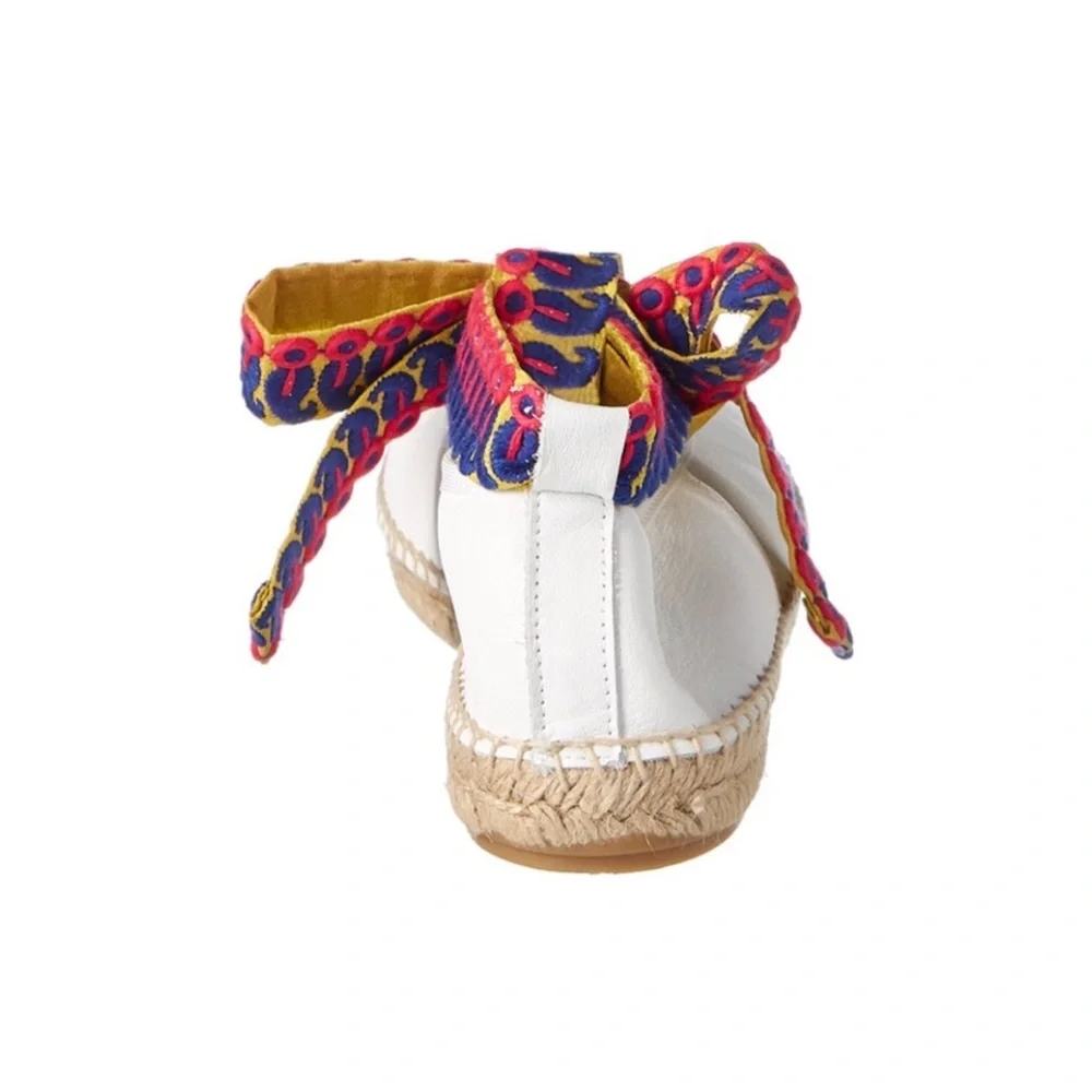 NEW Free People Maya Wrap Espadrille White Leather SIZE 7.5